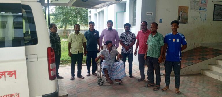 লাখাইয়ে অজ্ঞাত পরিচয় রোগীকে সিলেট এমএজি ওসমানী মেডিকেল কলেজে প্রেরন